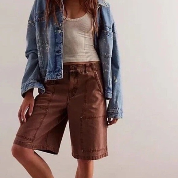 Free People Pants - Free People bayside carpenter Brown Bermuda Shorts Relaxed Fit